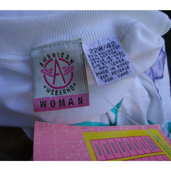 NOS Vtg 80s/90s Shirt Embroidered Flowers sz 22/42 - Picture 3 of 11